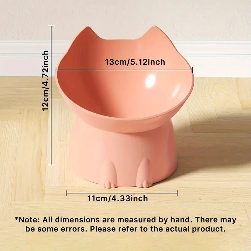 1Pc Whiskerware Elevated Cat Bowl, Anti-Tip Plastic Raised Pet Feeding Dish with Tilted Edge, Neck Protection Kitty Food