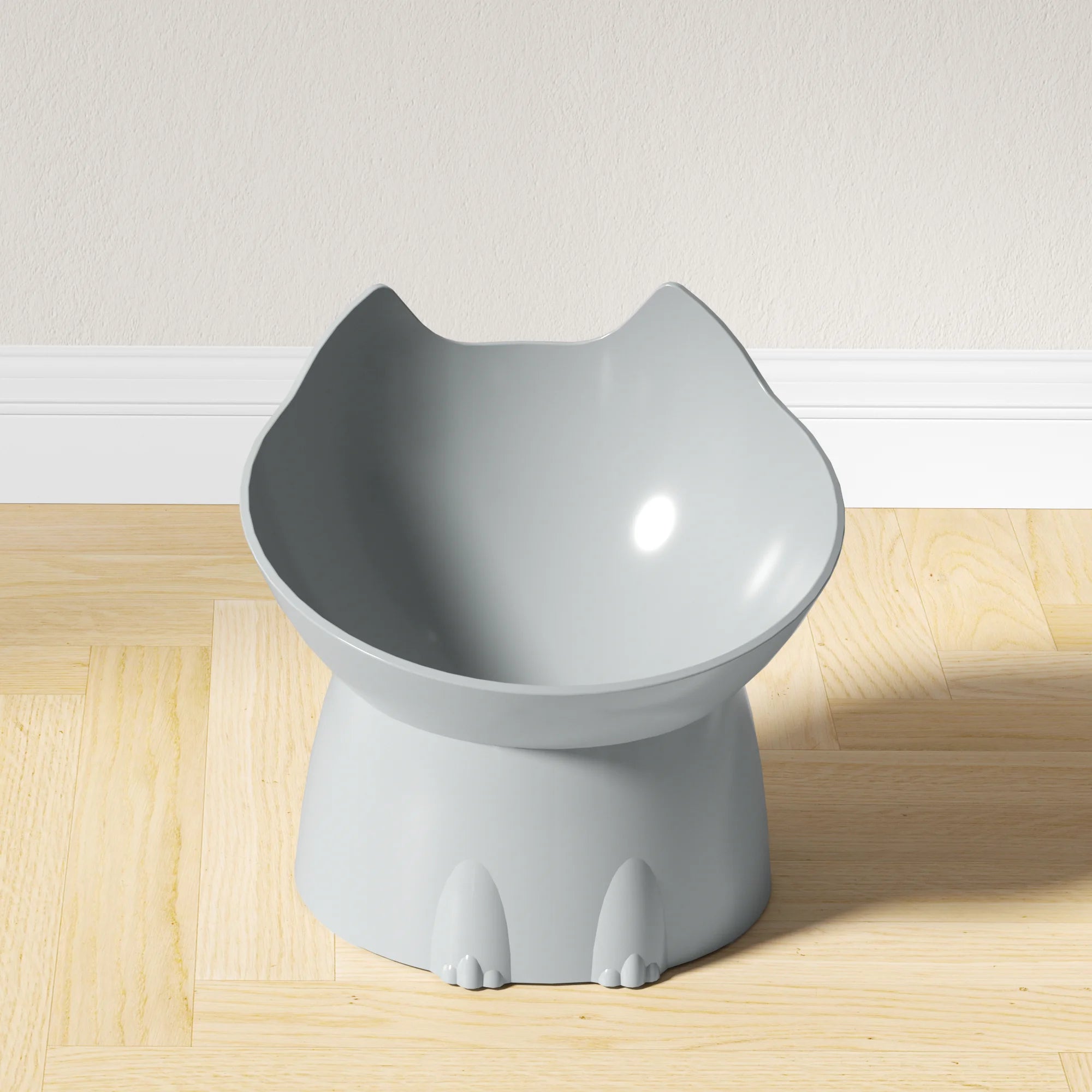 1Pc Whiskerware Elevated Cat Bowl, Anti-Tip Plastic Raised Pet Feeding Dish with Tilted Edge, Neck Protection Kitty Food