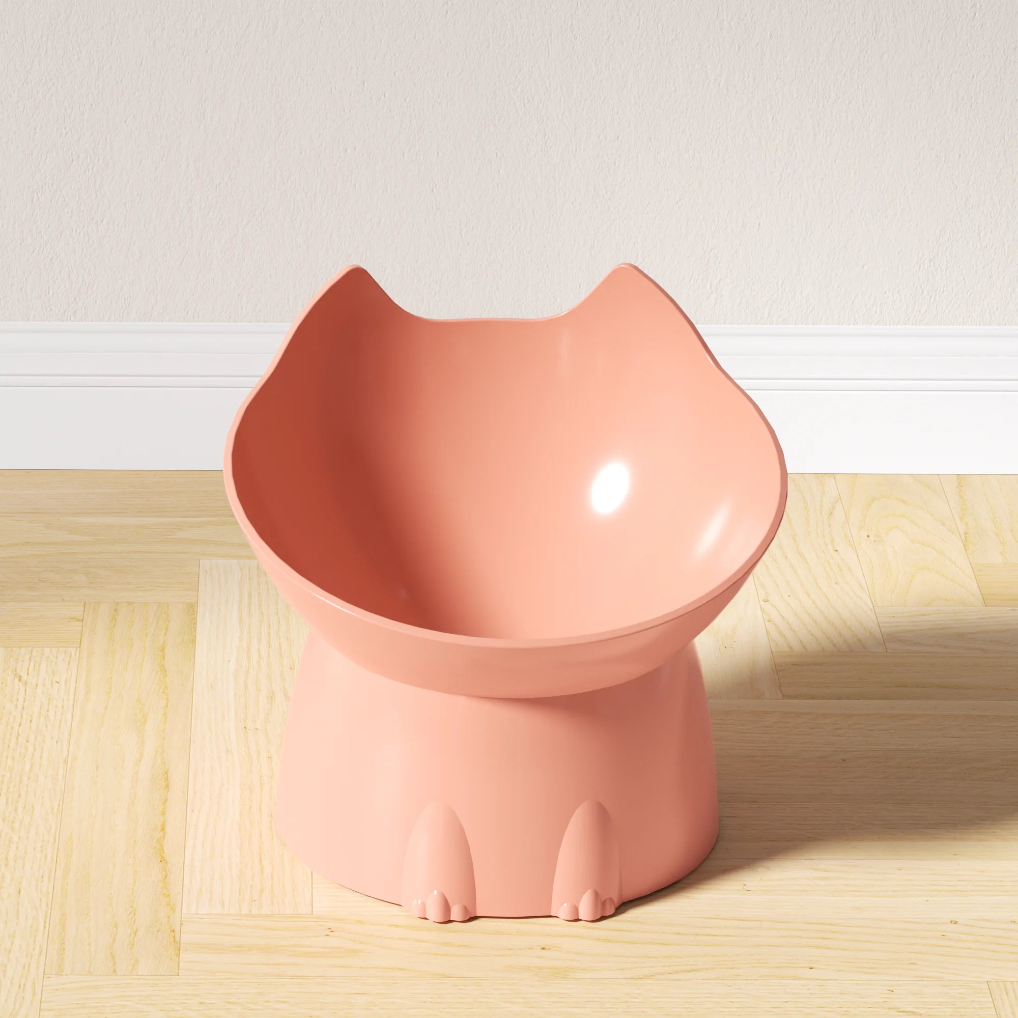 1Pc Whiskerware Elevated Cat Bowl, Anti-Tip Plastic Raised Pet Feeding Dish with Tilted Edge, Neck Protection Kitty Food