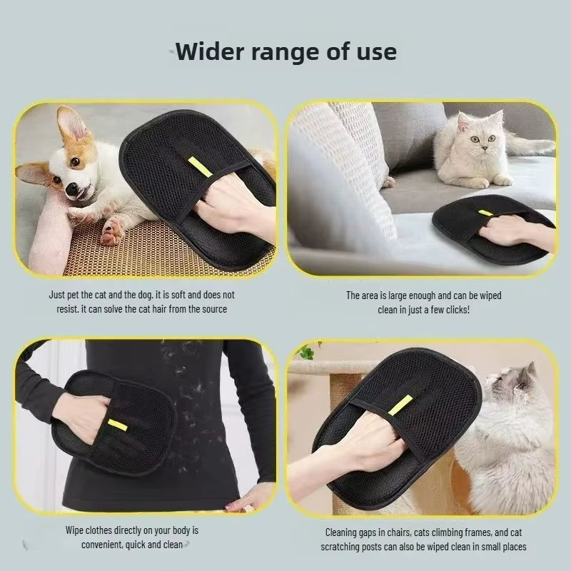 Cat Hair Gloves Wool Removal Gloves De-Static Dusting Brush for Dogs&Cats Supplies for Dogs & Cats Rabbits L/Shorthair/Curlyhair